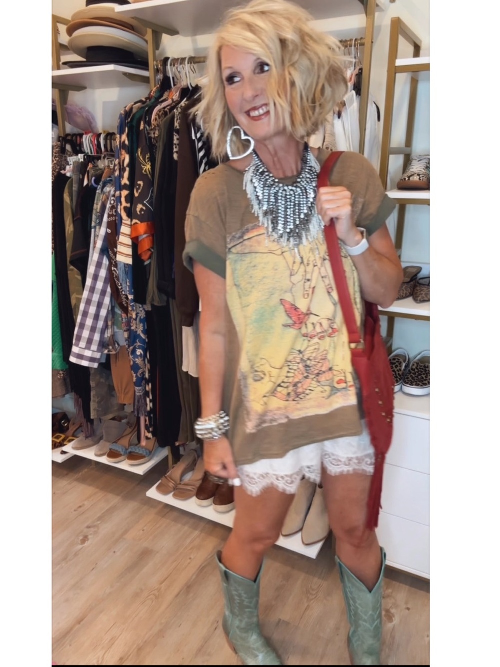 Olive Graphic Short-Sleeve Tee with Vintage Print